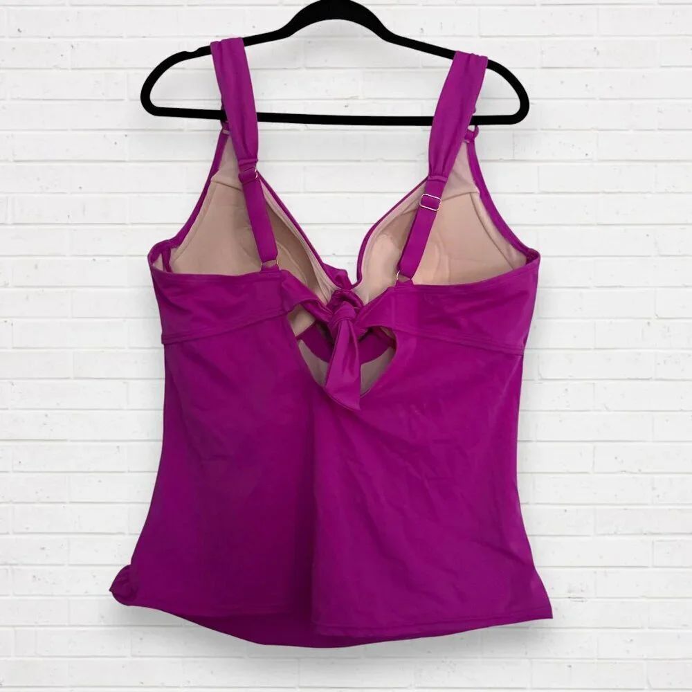 SWIMSUITS FOR ALL Pink 2-PC Underwire Keyhole Tankini Top & Bikini Bottom Set 18 - Picture 4 of 12